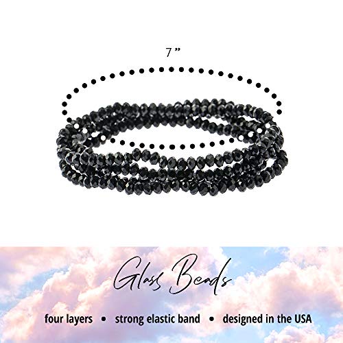 NTLX Multi Strand Beaded Stackable Stretch Bracelets for Women – Bohemian Boho Style Bracelets – Beautifully Faceted Glass Beads – Multi Layered Statement Bangles2