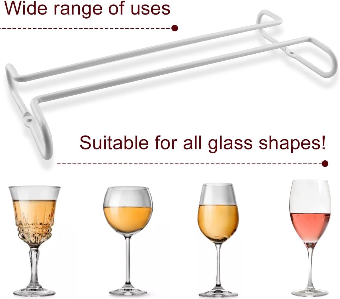 Portabicchieri Sospeso, Porta Bicchieri, Porta Bicchieri da Vino, Wine Glass Rack, Porta Calici Sottopensile, Portabicchieri Salvaspazio per Calici Senza Foratura, Bar, Ristorante Cucina, Nero