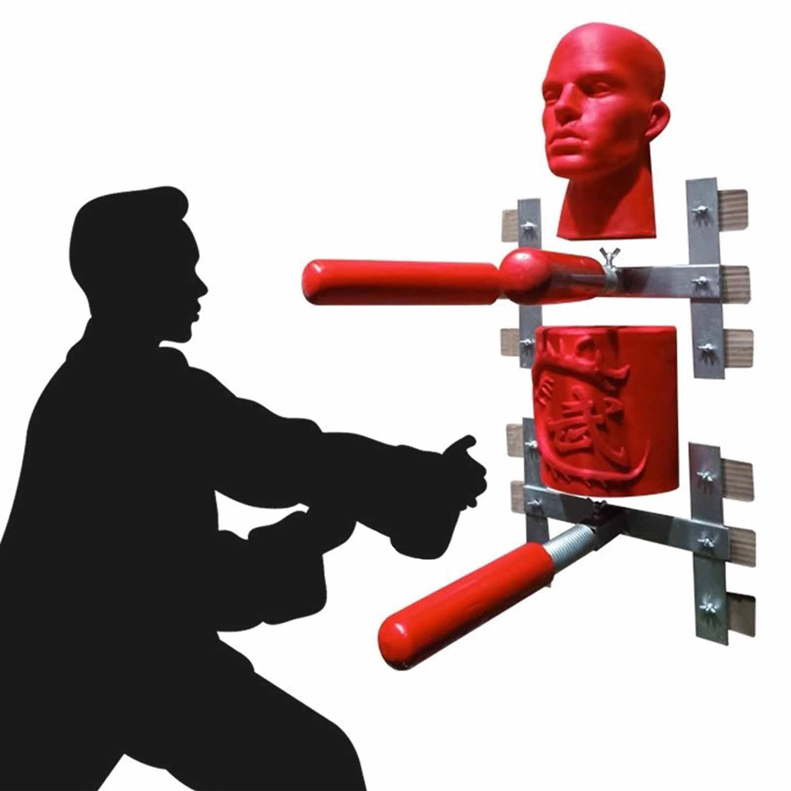 Wing Chun manekin sprzęt do treningu kung fu na ścianę, z drewnianymi ramionami sprężynowymi, tradycyjne manekiny do treningu sztuk walki