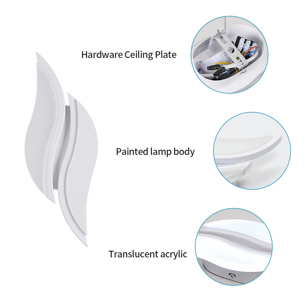 Goeco Applique LED da Parete Interno, Lampada 20W, Moderno in Acrilico per Camera da letto Soggiorno Bagno Corridoio, Luce Bianca Fredda 6500K