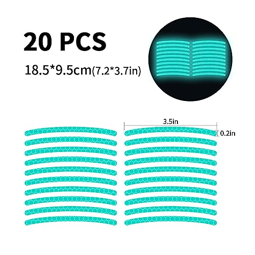 Image of 20PCS Car Wheel Hub Strong Reflective Stickers for Cars Night Safety Warning Reflective Stripe Decal Auto Motorcycle Wheels Rim Cycling Bicycle Truck Car Stickers (Mint Green)