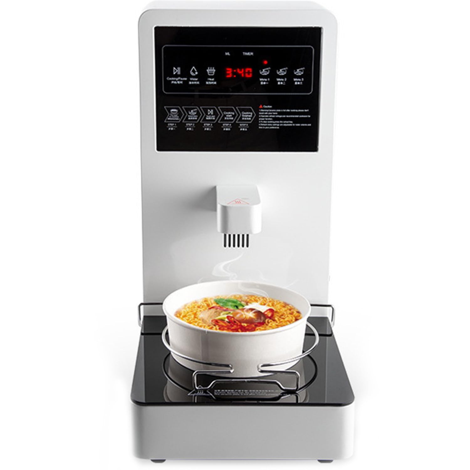 ZMJGLL Automatic Commercial Pasta Cooker Electric Noodle Machine w/Touchscreen Intelligent Temp & Water Control Timer Anti-Dry Burning Reminder for Schools w/300 Bowls