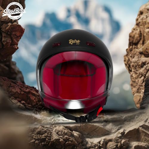 Image of Steelbird SBH-67 Retro 5.0 DOT and ISI Certified Open Face Helmet for Men and Women