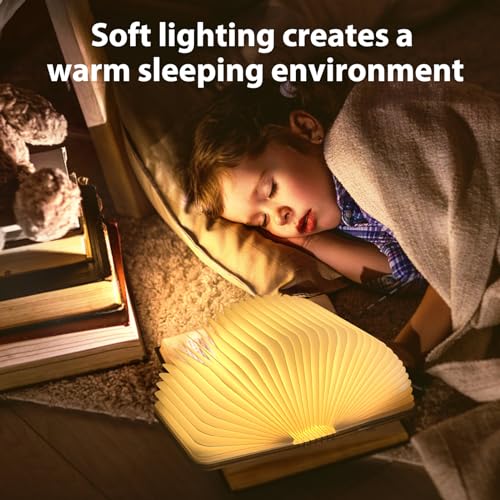 Portable Wooden Book Lamp - 3 Color USB Rechargeable Night Light for Home and Office Decor, Perfect Birthday Gift