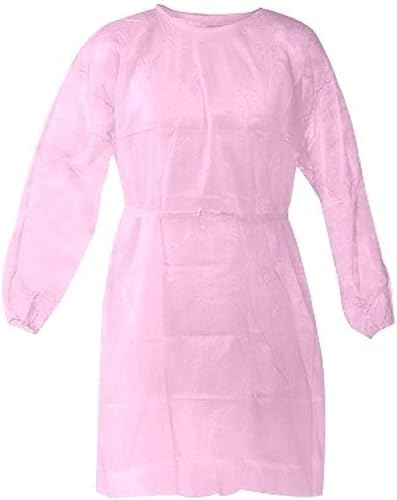 Personal Touch Health Care Apparel - Vestidos de aislamiento desechables de tamaño universal (OSFM), color rosa, sin látex, resistente a los