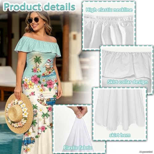 Image of Polynesian Dresses for Women Off Shoulder Maxi Dress Puletasi Samoan Dresses S-7XL