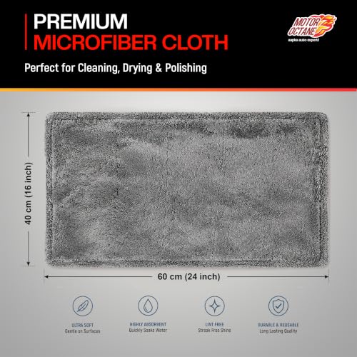 Image of Microfiber Car Cleaning Cloth 1600 GSM | Thick Dual-Sided Towel for Car & Bike | 40x60 cm | Multipurpose Ultra-Soft Edgeless, Lint-Free, Scratch-Free, Fast-Drying, Reusable | Pack of 1