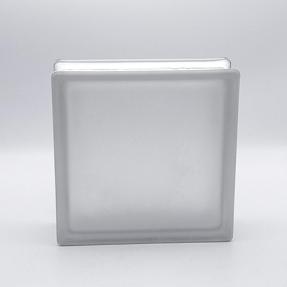 Bloque de vidrio básico vista completa transparente 1 cara satinado 24x24x8 cm - 4 piezas