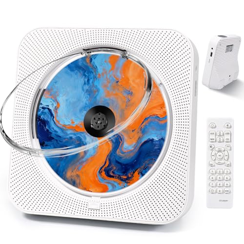 CD Player Tragbar mit Bluetooth 5.1, Liphier CD-Player Musik Heim-Desktop, CD Spieler Kinder mit HiFi Lautsprecher, LED-Bildschirm FM-Radio USB/AUX Kopfh&ouml;rerbuchse (Wei&szlig;)