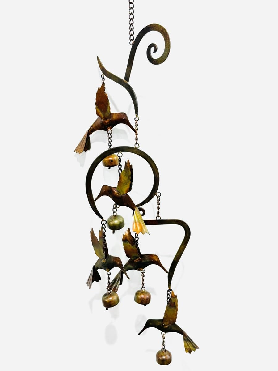 Carillon éolien en forme de colibri - Cadeau idéal pour le jardinage - Cadeau pour maman - Cadeau idéal à suspendre - Fait main - Métal