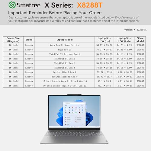 Image of Smatree Hard EVA Protective Sleeve Case Compatible for 16 inch Lenovo ThinkPad P1 Gen 6 /5 /4, Legion 7a Gen 11, Yoga Pro 9i, ThinkPad X1 Extreme Gen5, IdeaPad Slim 3i Gen 8 (X8288T)