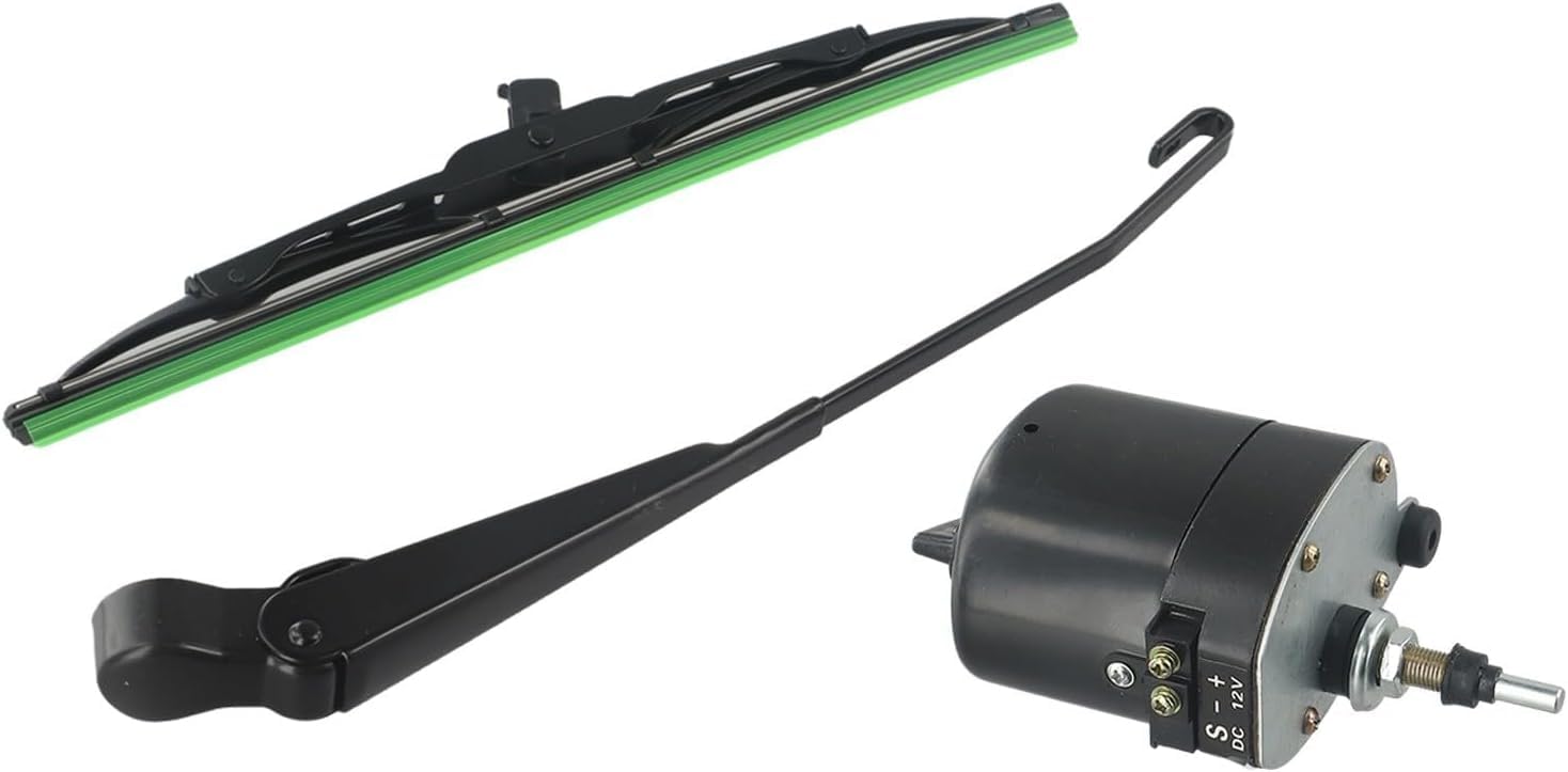 Motor universal de limpiaparabrisas de 12 V con hoja de brazo compatible con tractor, barco de pesca, ATV, UTV de repuesto para 01287358 7731000001 0390506510