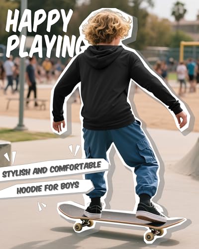 3 Pack Boys Long Sleeve Hoodies Kids Comfy Active Athletic Workout Sweatshirts Casual Pullover Shirts (Ages 6-18)3