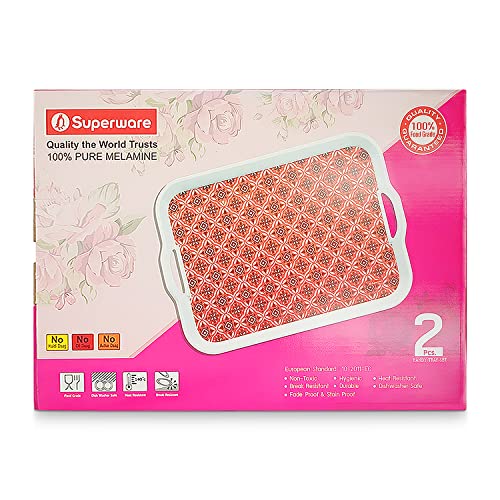 Image of SUPERWARE | Food Grade Melamine | Serving Tray Set - Handy Tray Chinese Fishing (2 nos.) | Serveware, Tableware, Stain Free, Glazed Finish