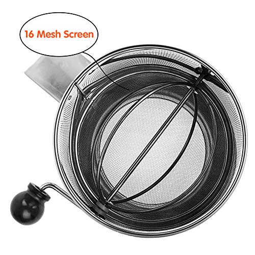 Flour Sifter 8 Cup Stainless Steel Rotary Hand Crank with 16 Fine Mesh Screen Baking Sifter - Thumbnail 4