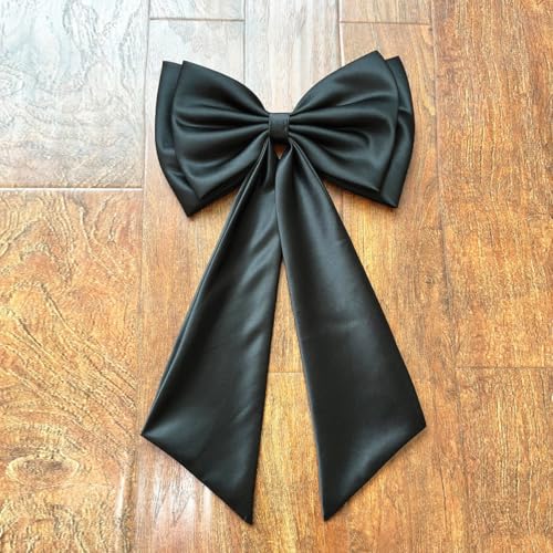 Devon's Home Detachable Bridal Bow for Wedding Dresses, Satin Big Bow for Formal Gown with Double Knot (Black)3