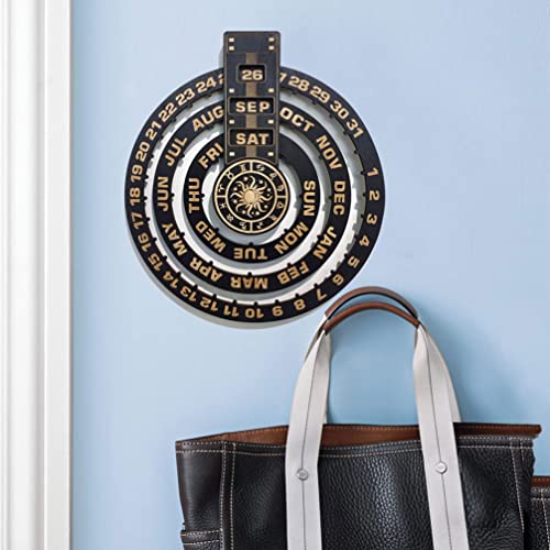 Aboofan Home Decor Office Decor Wall Wooden Perpetual Calendar: Manual Rotatable Disks Calendar Family Wooden Craft Wall Art Ornament For Special Date Memorial Date Planning Home Decor Office Decor #TOP5