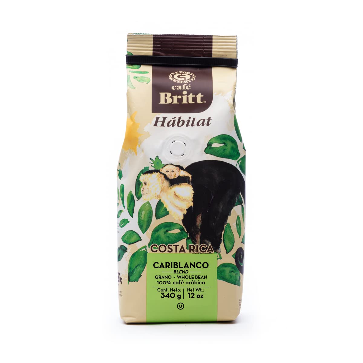 Café Britt - Costa Rican Habitat Coffee Bundle (340 g) (3 sztuki) (Coffee From: Sloth, Lapa & Cariblanco) – Whole Bean, kawa Arabica, koszerne, bezglutenowe, dla smakoszy i średnich lekkich i ciemnych