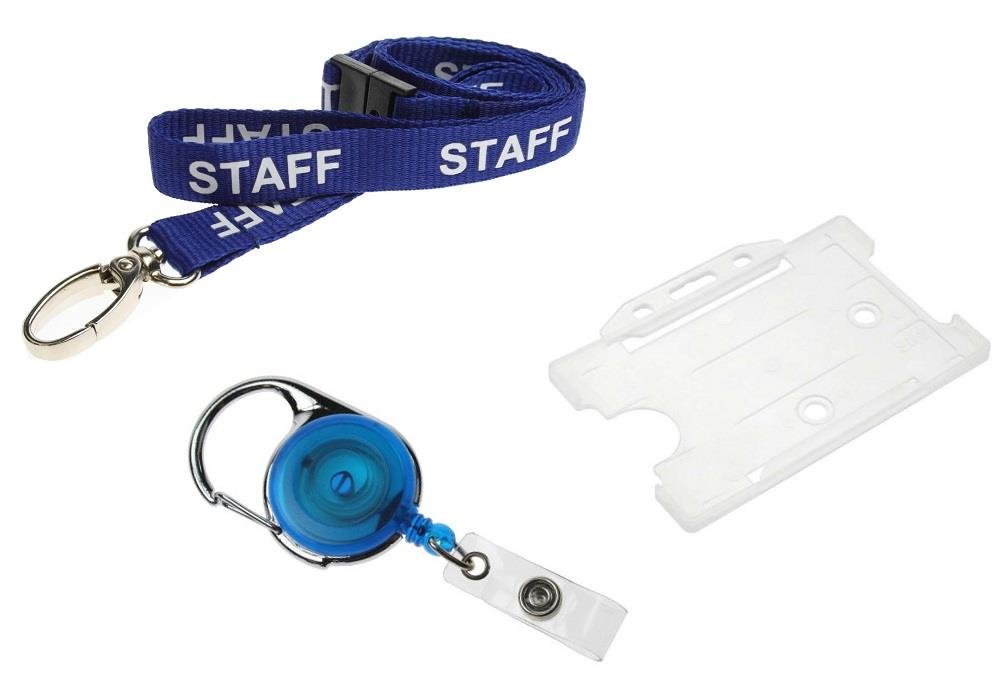 Staff Blue Lobster Lanyard with Blue Retractable Reel and *Free* Clear Card Holder (100)