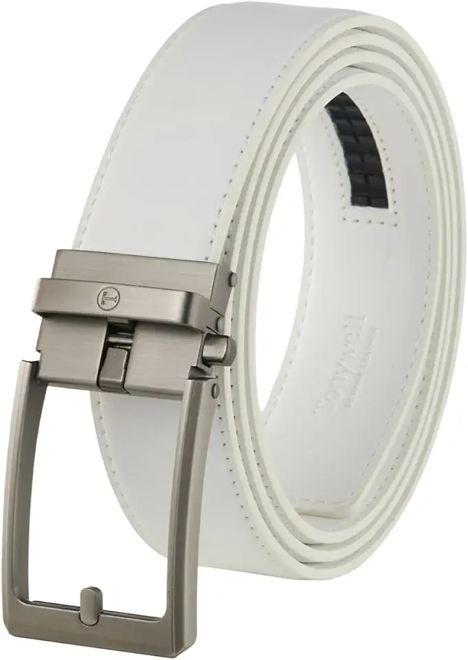 Tonywell Ratchet Belts for Men, Leather Dress Belt, Adjustable Comfort Click Buckle