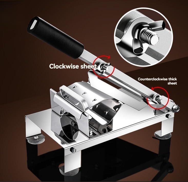 Affettatrice manuale in acciaio inox, affettatrice per carne congelata, taglierina per rotolo di carne in acciaio inossidabile, funzionamento manuale regolabile, adatta per affettare involtini di