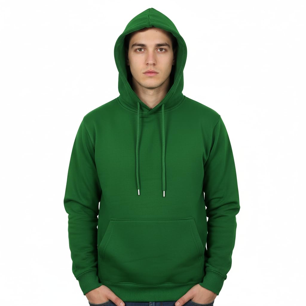 A2z Men's Green Fleece Hoodie Pullover Hooded Jumper Sweatshirt - Plain Sweatshirt 2XL