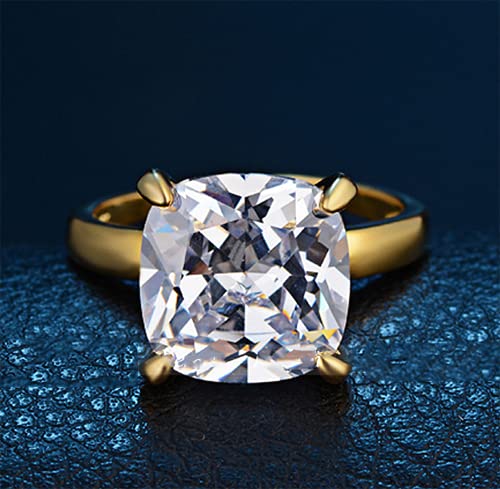 18K Gold Plated 2.5 Carat Square Cubic Zirconia Solitaire Engagement Wedding Ring Women's Thin Band CZ Promise Ring3