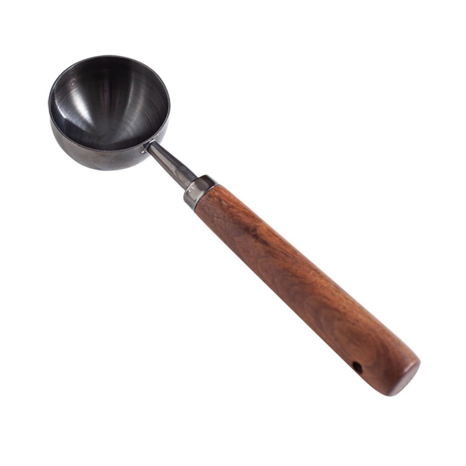 Cuchara de cafe 30ml, mango largo de nogal y acero inoxidable
