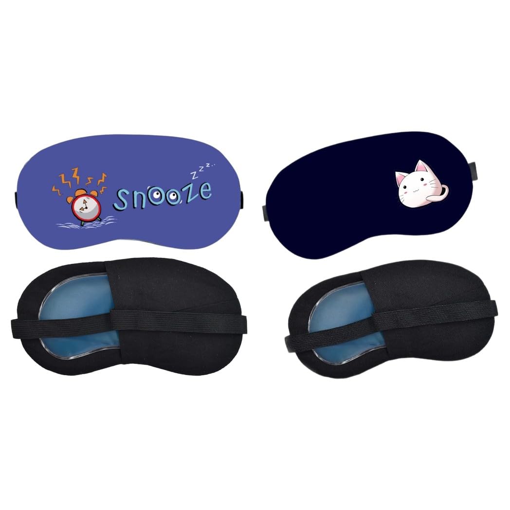 Aoxeria Snooze Alarm, Minimal White Cat Sleeping Eye Mask Combo, Soft Comfortable Light-Blocking Eye Cover for Women, Men & Kids, Reusable Blindfold for Night Sleep, Nap, Travel, Flight (Pack of 2)-image-18
