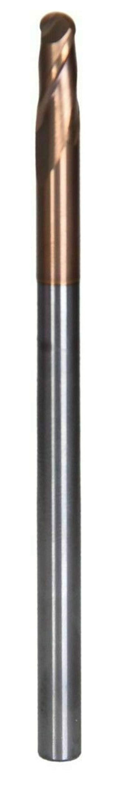 VHM Radiusfräser, überlang, extralang Ø 3/4/ 6/8/ 10/12 mm, Z=2, beschichtet, Größe: 6R3 x 15 x 100 mm