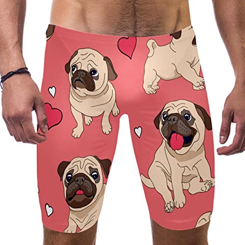 Bañador de pierna cuadrada para hombre HUI JIN SHOP Pink Pug Dog Multicolor 3XL