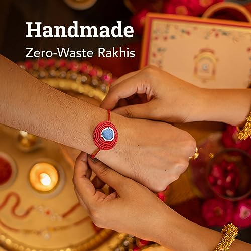 Image of Anveshan Rakhi Sweets Gift Box for Brother Sister Bhiya Bhabhi Family, 200gms | Rakshabandhan Gift for Brother Sister | Healthy Indian Sweets With Dates and Dry Fruits No Sugar, Handmade Zero Waste Rakhi with Roli and Rice