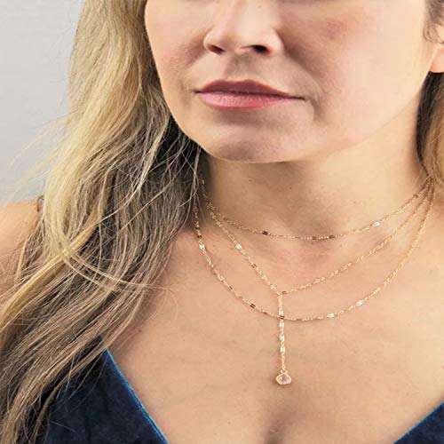 Preisvergleich Produktbild Jovono Multilayered Chokerhalsketten Kristall Anhänger Halskette Kette Schmuck für Frauen und Mädchen (Gold)