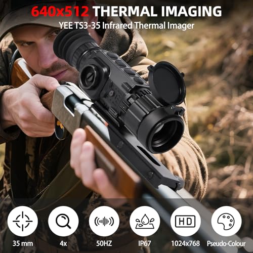 Thermal Scope Thermal Imaging RifleScope for Hunting 640x512 IR Thermal Imaging Night Vision Rifle Scopes 35mm High-Definition Lens 3700yd Max Detection, 50Hz Refresh Rate