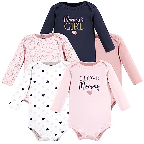 Image of Hudson Baby baby-girls Cotton Long-sleeve Bodysuits 5-pack