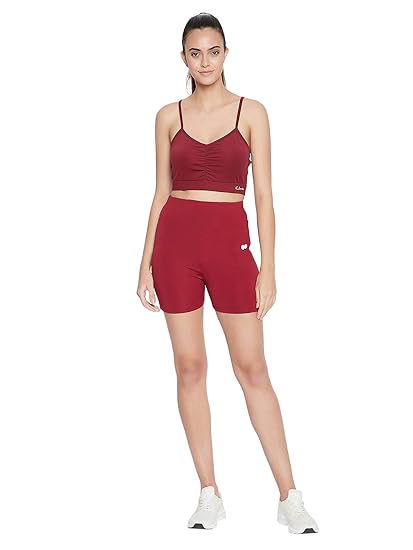 Women's Activewear Mid Rise Sports Shorts - Maroon