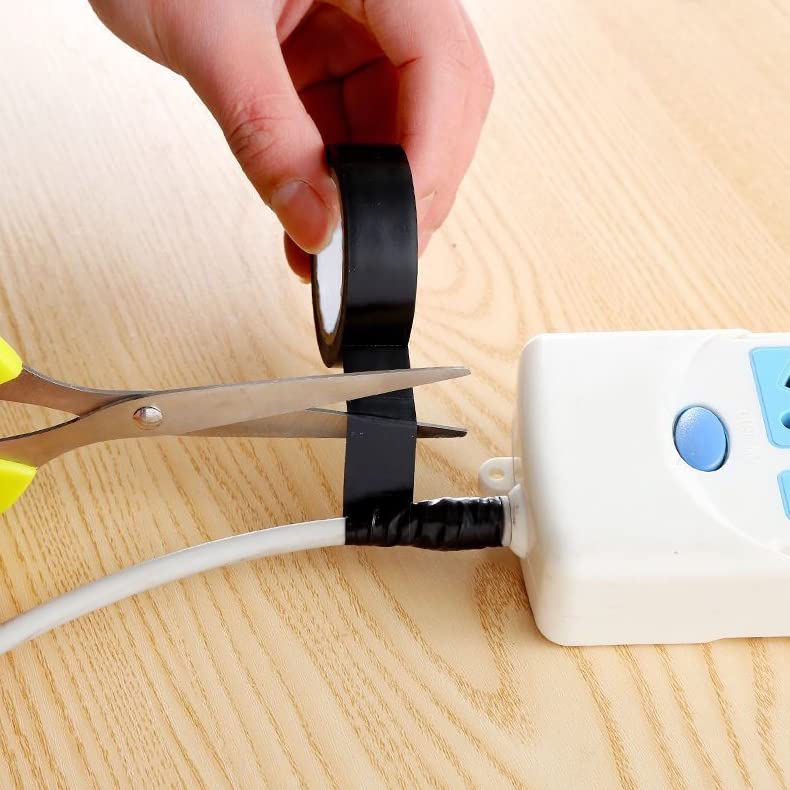 Miniatura 7 de Cinta eléctrica de vinilo negro impermeable, para interiores y exteriores, envolver el arnés de cableado, protección eléctrica automática (6