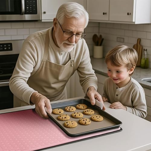 Image of Stove Top Cover for Electric Stove - Food Grade Ceramic Stove top Cover, Silicone XXL Dish Drying Mat, Glass Cooktop Covers, Flat RV Range top Mats (Pink,30x21)