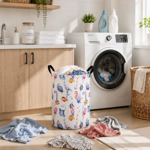 Image of Large Laundry Basket Canvas Storage Bins Baby Nursery Hamper for Boys and Girls Toy Box Gift Baskets for Home,Office,Home Decor