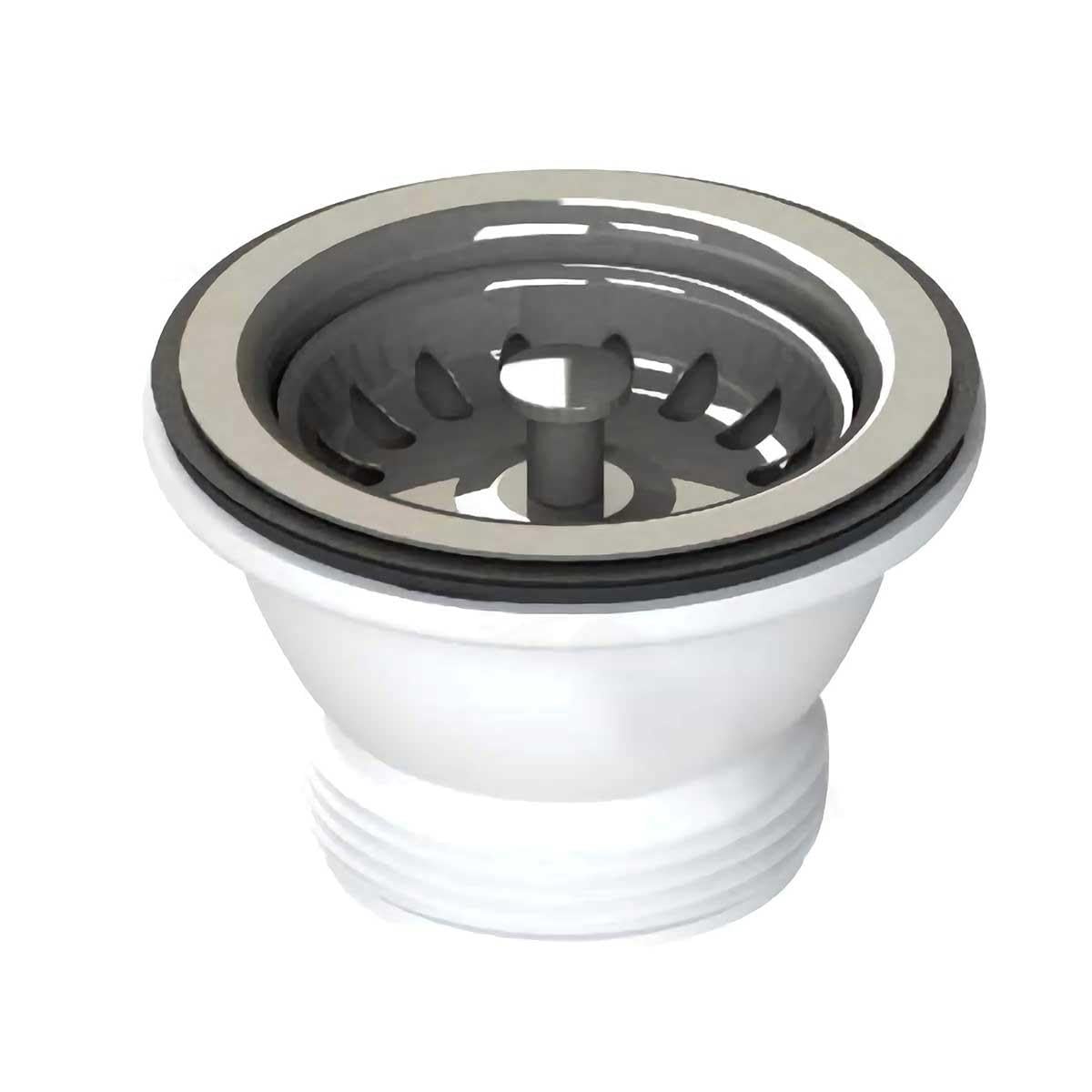 B&Q -  Chrome Sink Mini Stainless Steel Basket Strainer 56-60mm Hole Waste Kit