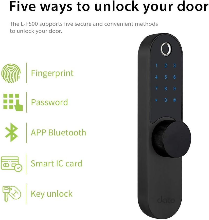 Gеt Sресіаl Prісе DATO Smart Fingerprint Door Lock - Digital Touchscreen Keyless Entry Front Door Lock with Backup Key for Homes/AirBnB/Apartments/Hotels, Black(L-F500)