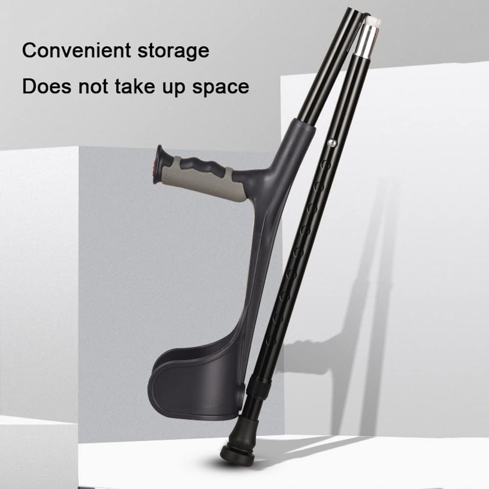 Seguridad Muletas Bastones plegables de aluminio para caminar, muletas ajustables ligeras, bastón para caminar en el antebrazo para adultos, bastones con diseño de reposabrazos en forma de U Cómodo
