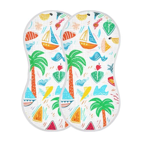 4 Pack Baby Burp Cloths, Soft Absorbent Burping Cloths for Babies, Cotton Milk Spit Up Rags, Large Size for Newborns, Baby Boys and Girls (Tropicana Bliss Pattern)2