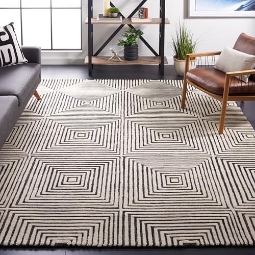 Image of Hand Tufted Wool Carpets Anti Shedding Rug Modern Carpets for Living Room Size 8x10 Feet