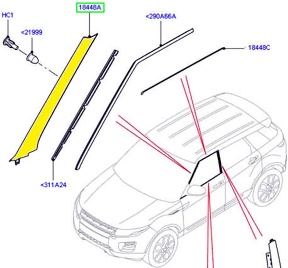 Cngoat41 Front Windshield Outer Pillar Trim molding Panel Strips for Range Rover Evoque 2012-2019 LR077218