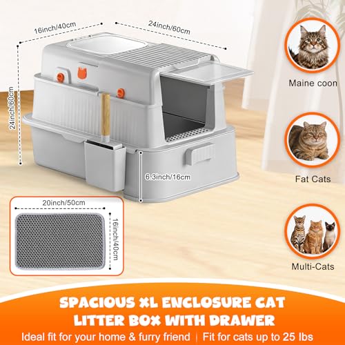 Arenero cerrado de acero inoxidable para gatos, XL miniatura 2