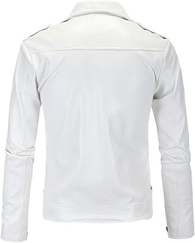 Amazon | ライダースジャケットメンズ 黒 レザージャケットホワイト白M