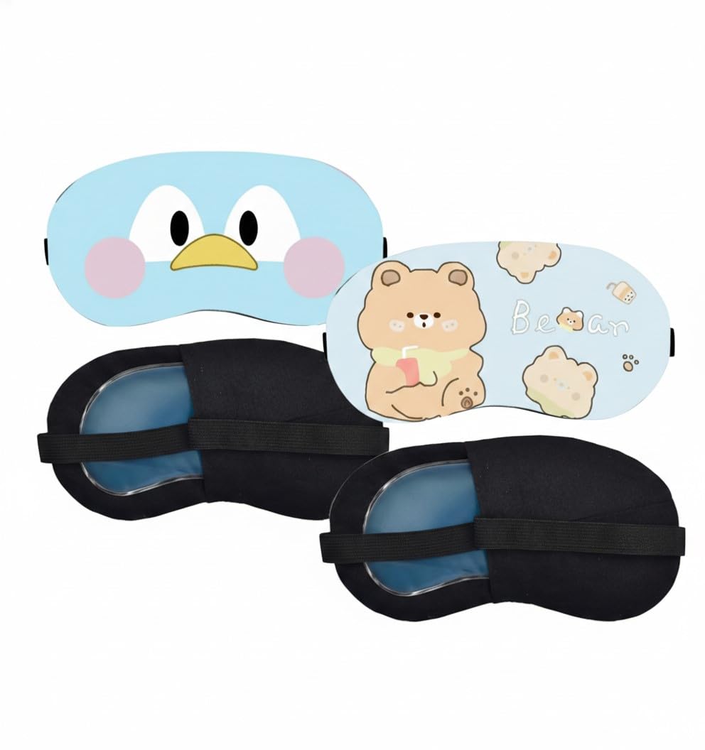 Ultra Soft Gel Cooling Eye Mask Combo Pack of 2 Blackout Sleep Mask for Dark Circles Relief Cute Character Cooling Gel Eye Mask Pack-image-33