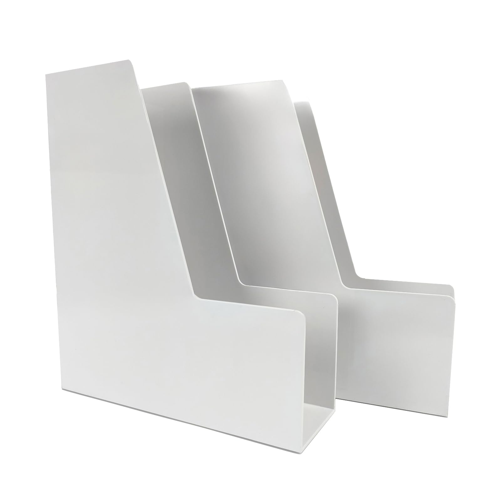 Vertical File Holder, 2 pack Plastic Document Organizer and Magazine Organizer, Multi-purpose Document Organizer for Home Office (White)