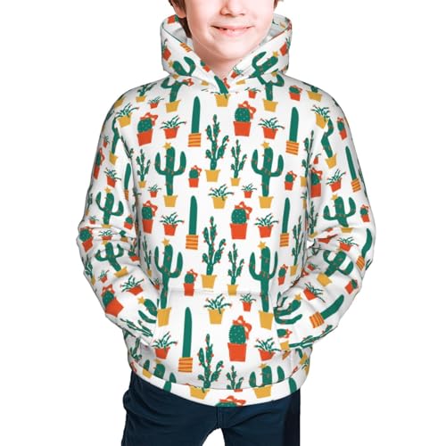 Christmas Cactus Kid Hoodies Boys Sweatshirts Girls Pullover with Pocket3